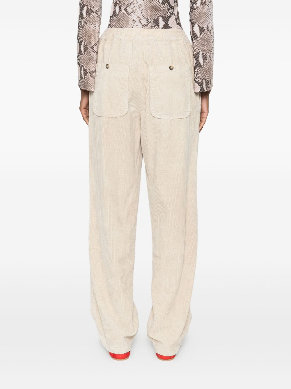 drawstring corduroy straight trousers - 4