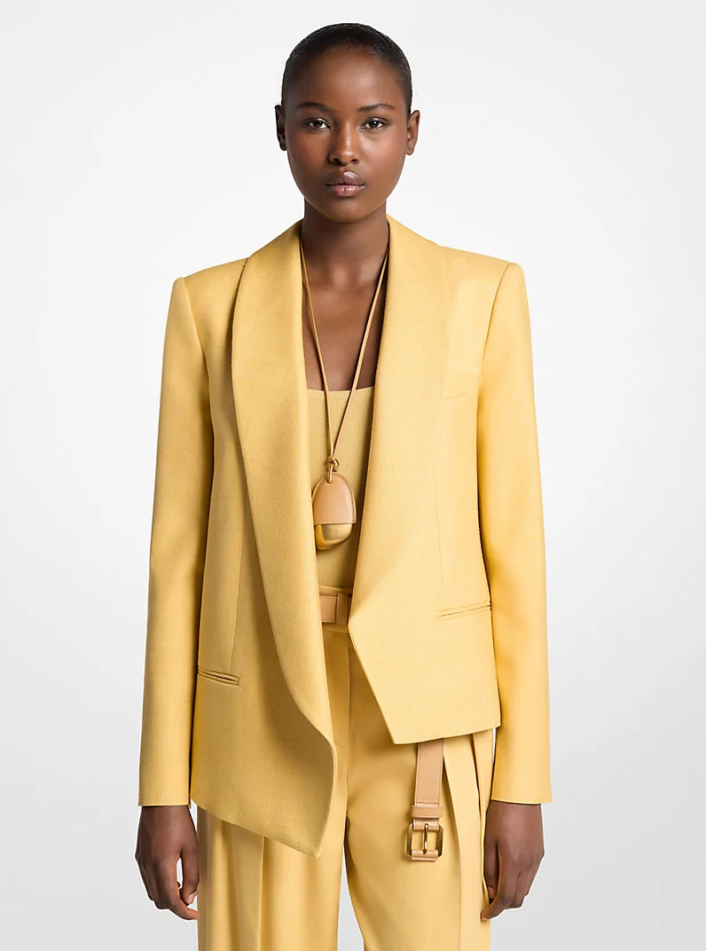 Silk Canvas Asymmetric Wrap Jacket - 1