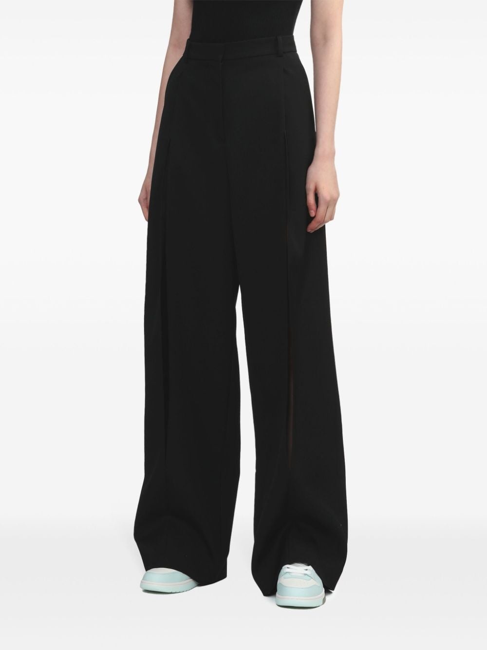 pleat-detail wide-leg trousers - 3