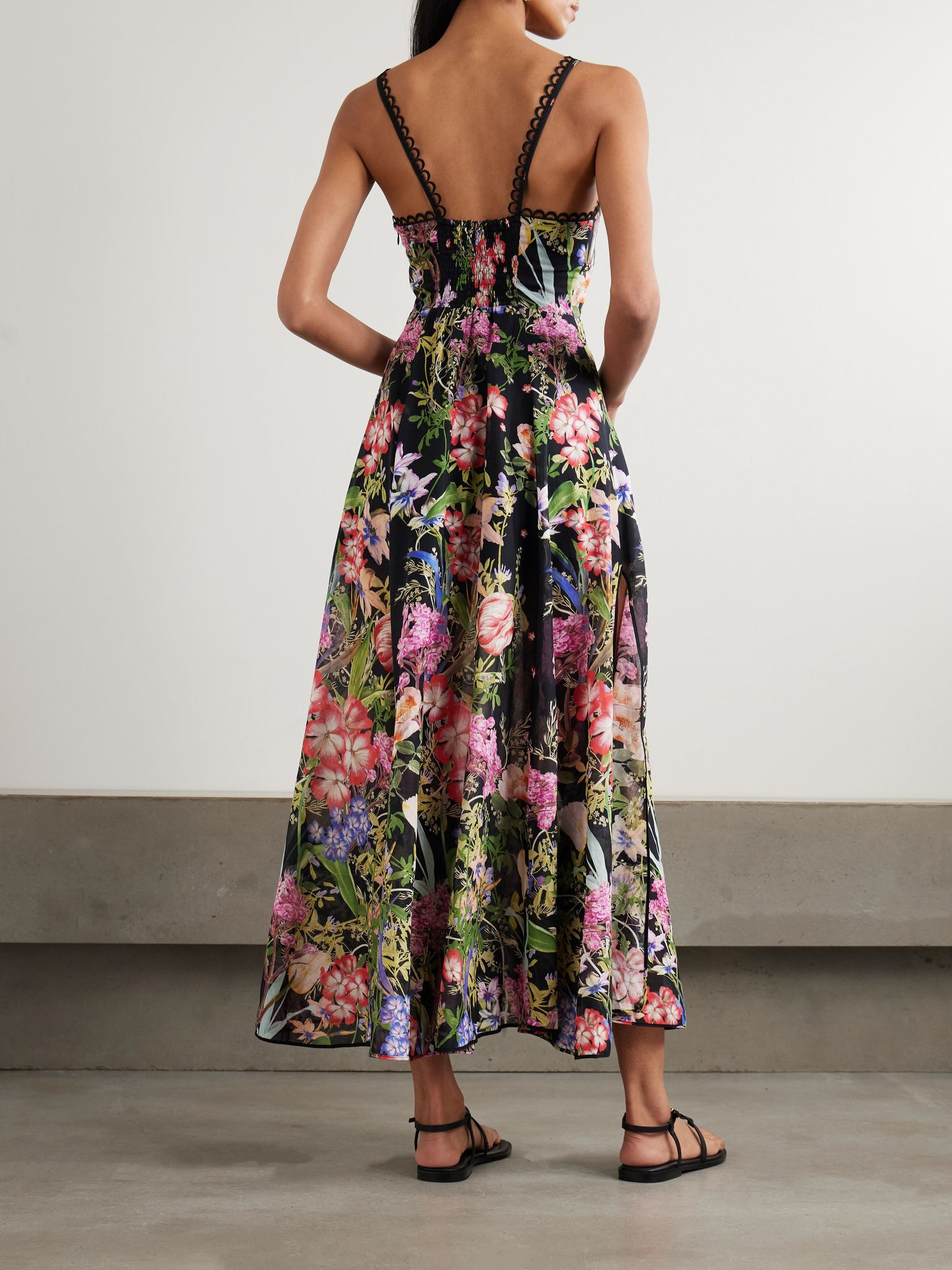Iraso floral-print cotton-blend voile maxi dress Black - 3