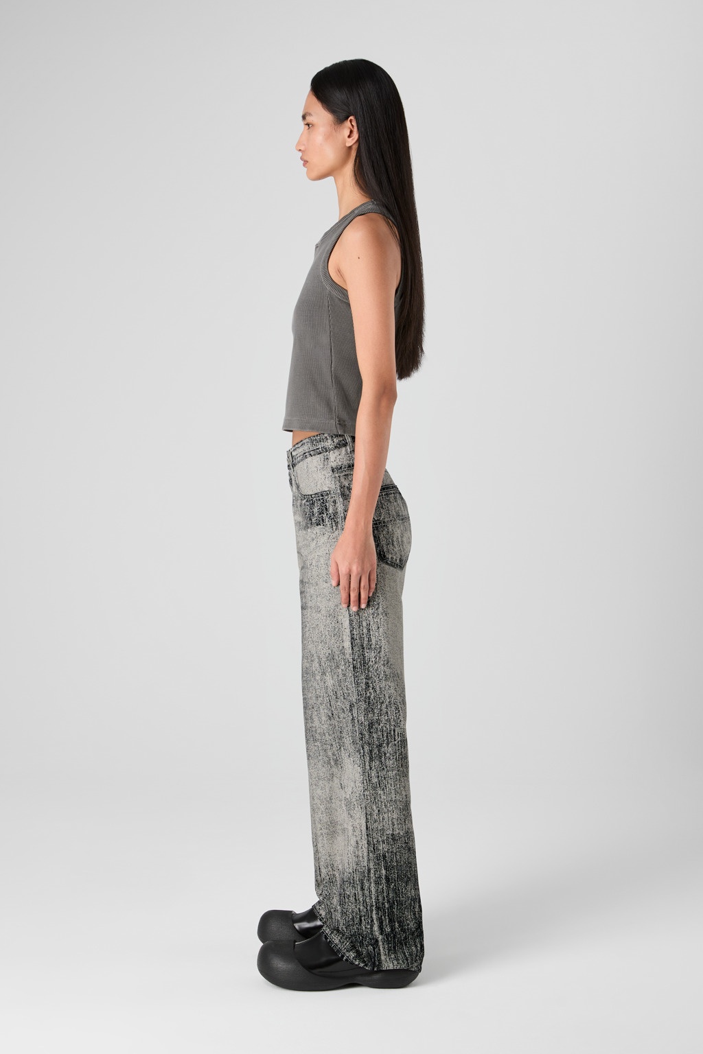 Faded Black Paint Print Denim Jeans - 4