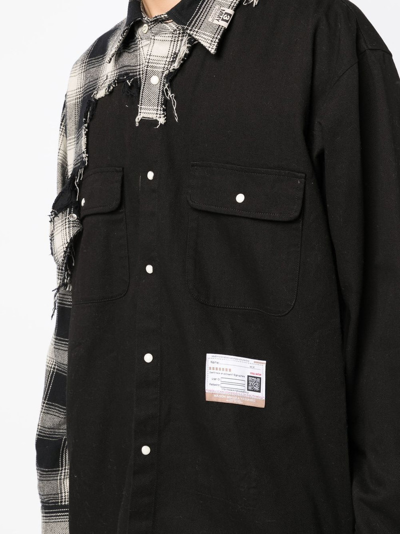 checked-panel distressed shirt 5