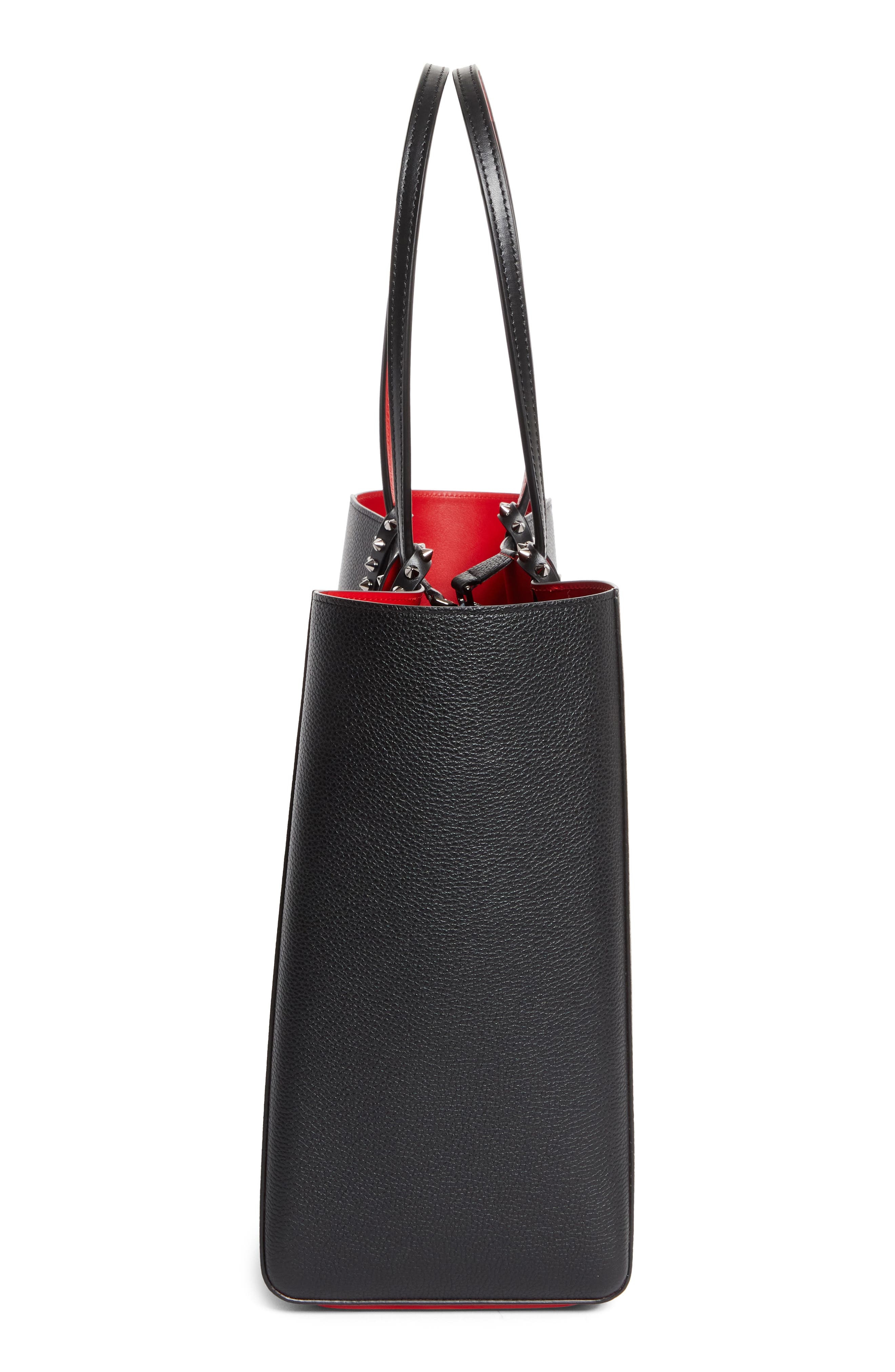 Christian Louboutin Large Cabata Soft Leather Tote Bag in Black/Gun Metal at Nordstrom - 6