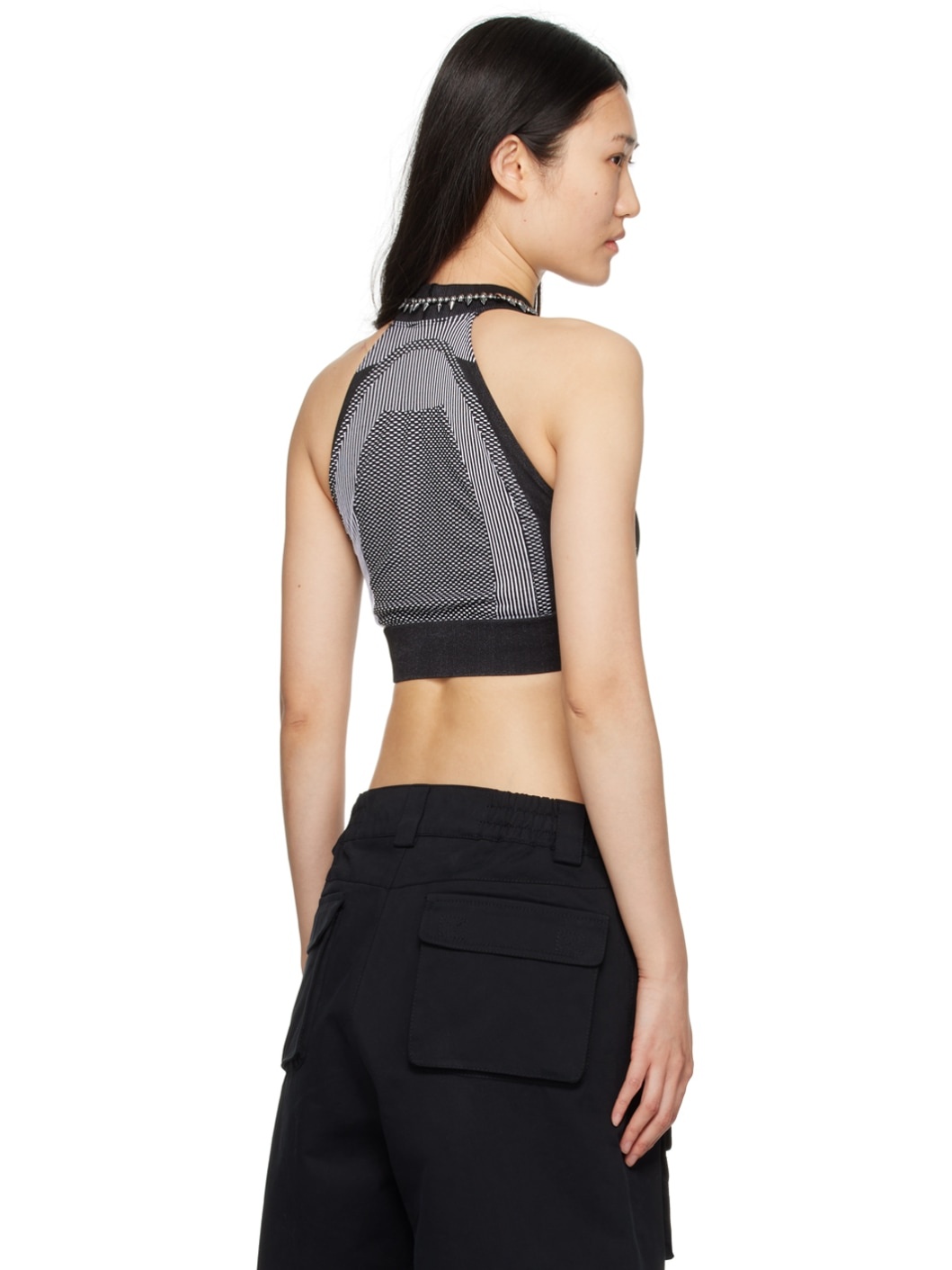 Black & White Halter Sport Bra - 3