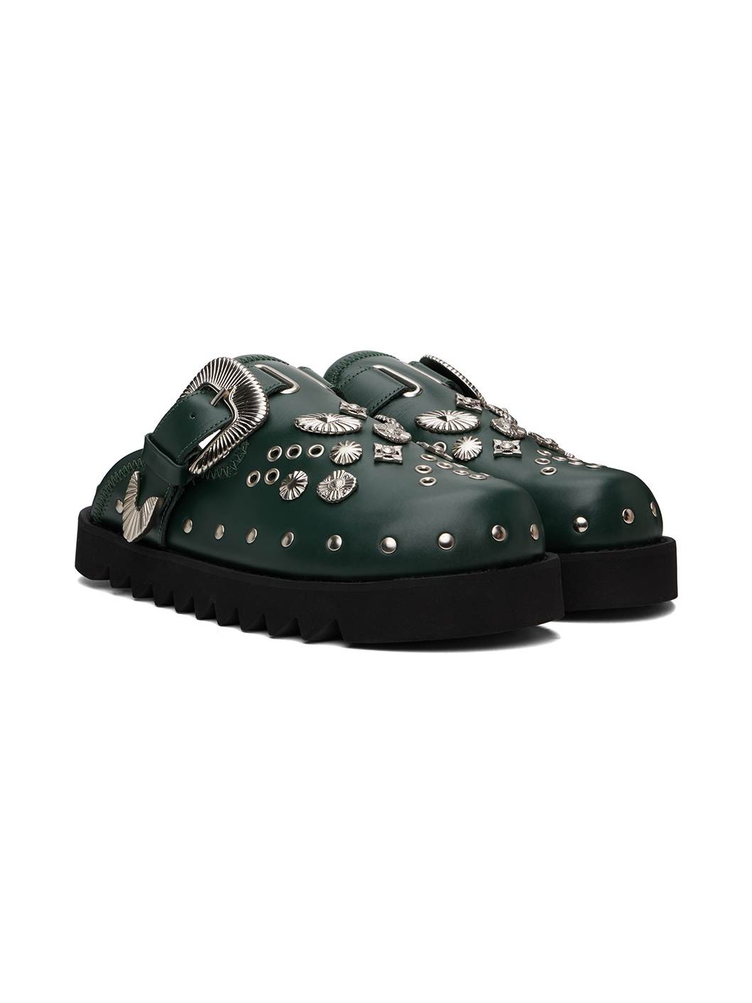 SSENSE Exclusive Green Eyelet Metal Sabot - 4