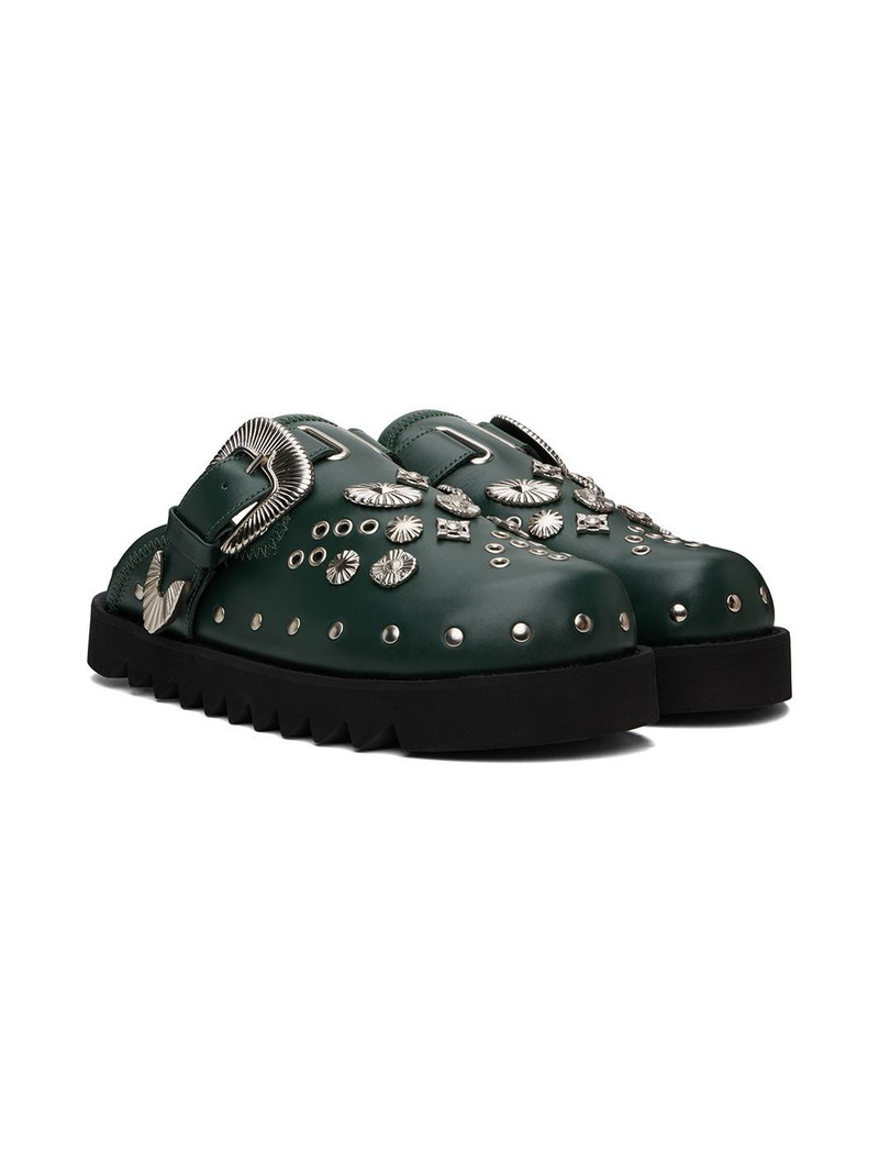 SSENSE Exclusive Green Eyelet Metal Sabot 4