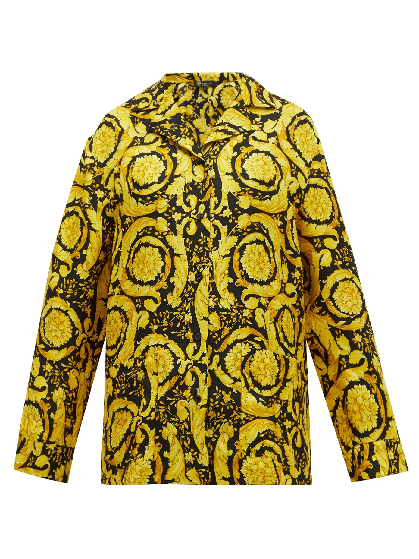 Baroque-print silk-twill pyjama shirt - 1