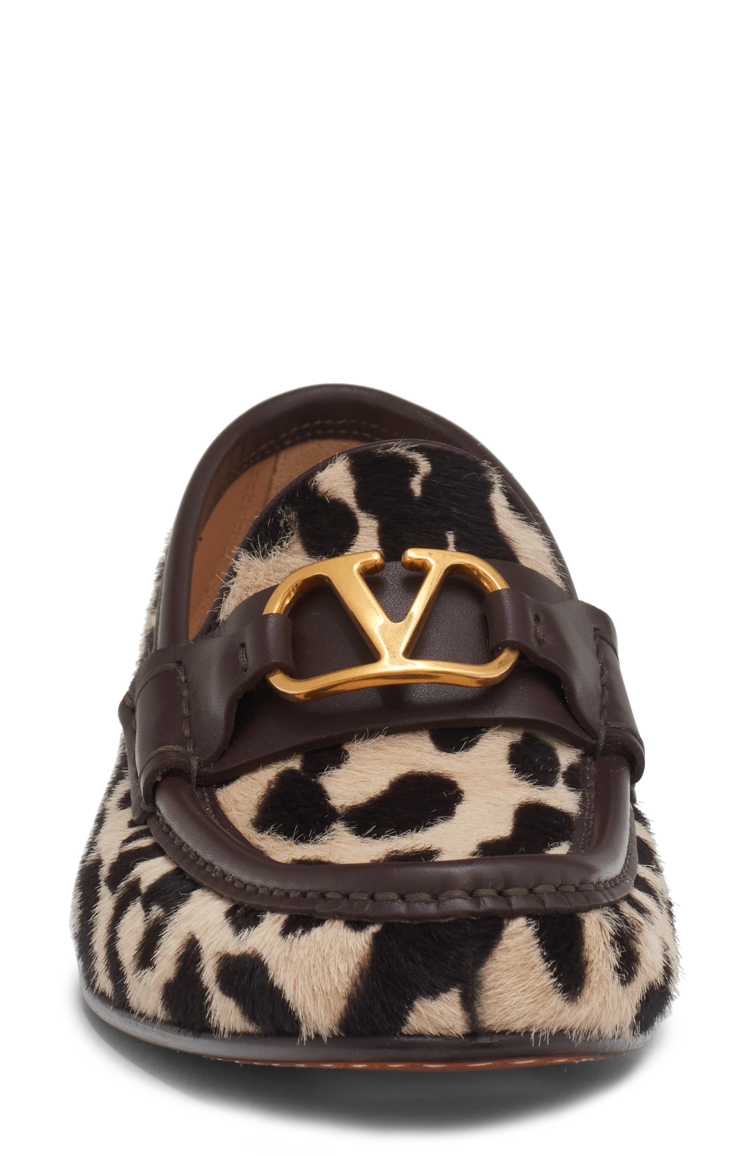 Valentino Garavani VLOGO Signature Genuine Calf Hair Loafer in Natural/Brown at Nordstrom - 4