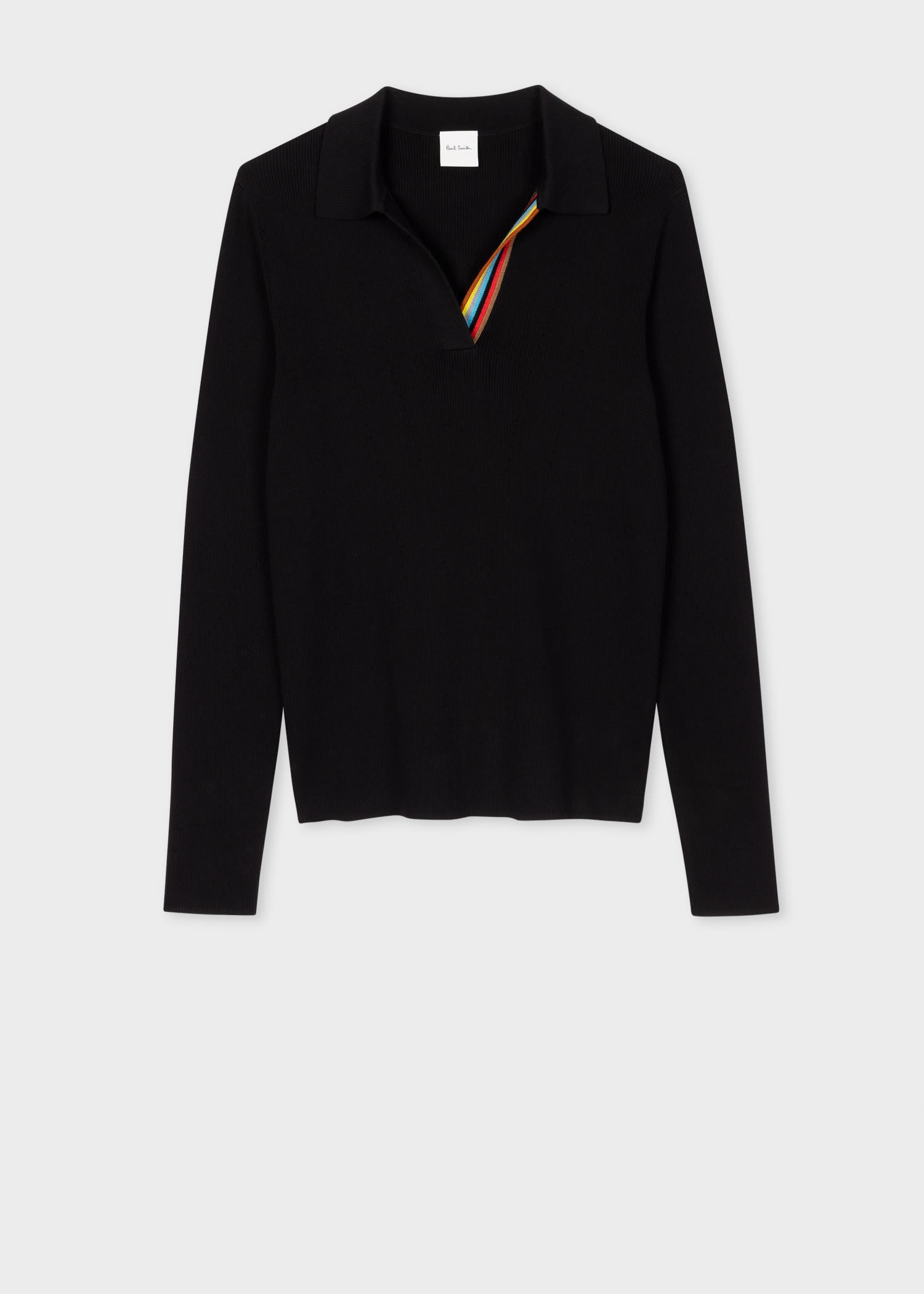 Black Ribbed 'Signature Stripe' Sweater - 1