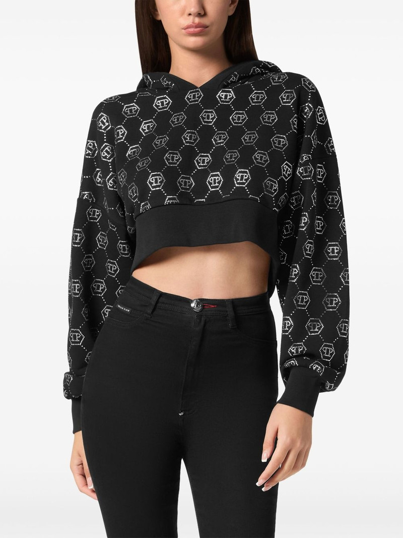 PHILIPP PLEIN monogram cropped hoodie outlook