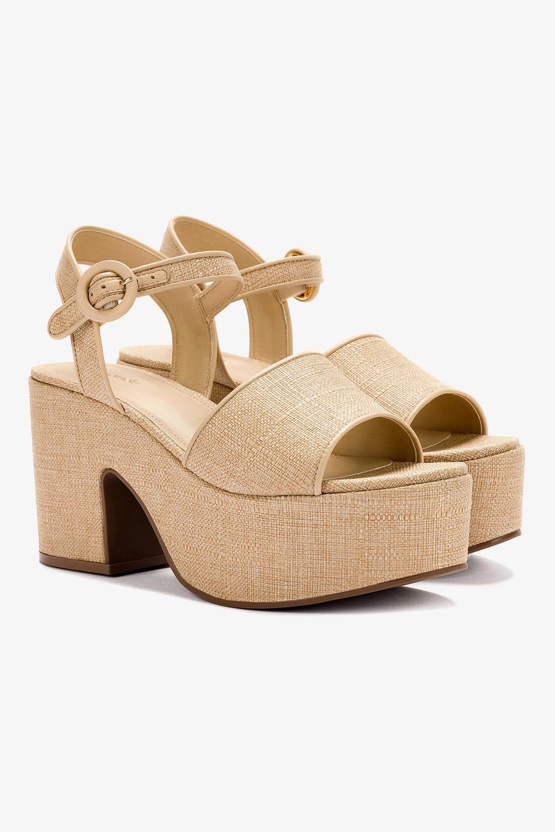 Miso Platform Strap Sandal In Beige Raffia 3
