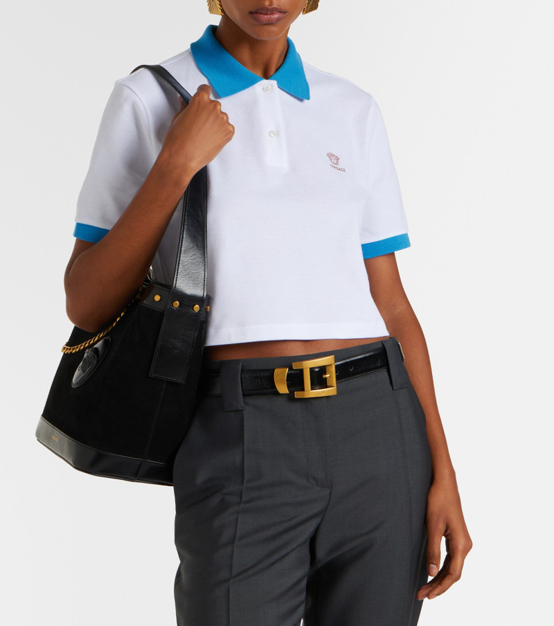 VERSACE Embroidered cotton piqué polo shirt outlook