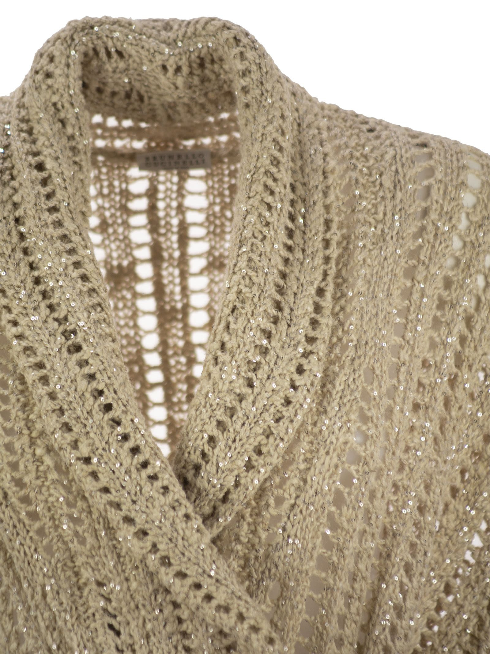 Brunello Cucinelli Women Dazzling Silk And Linen Perforated Rib Cardigan - 4