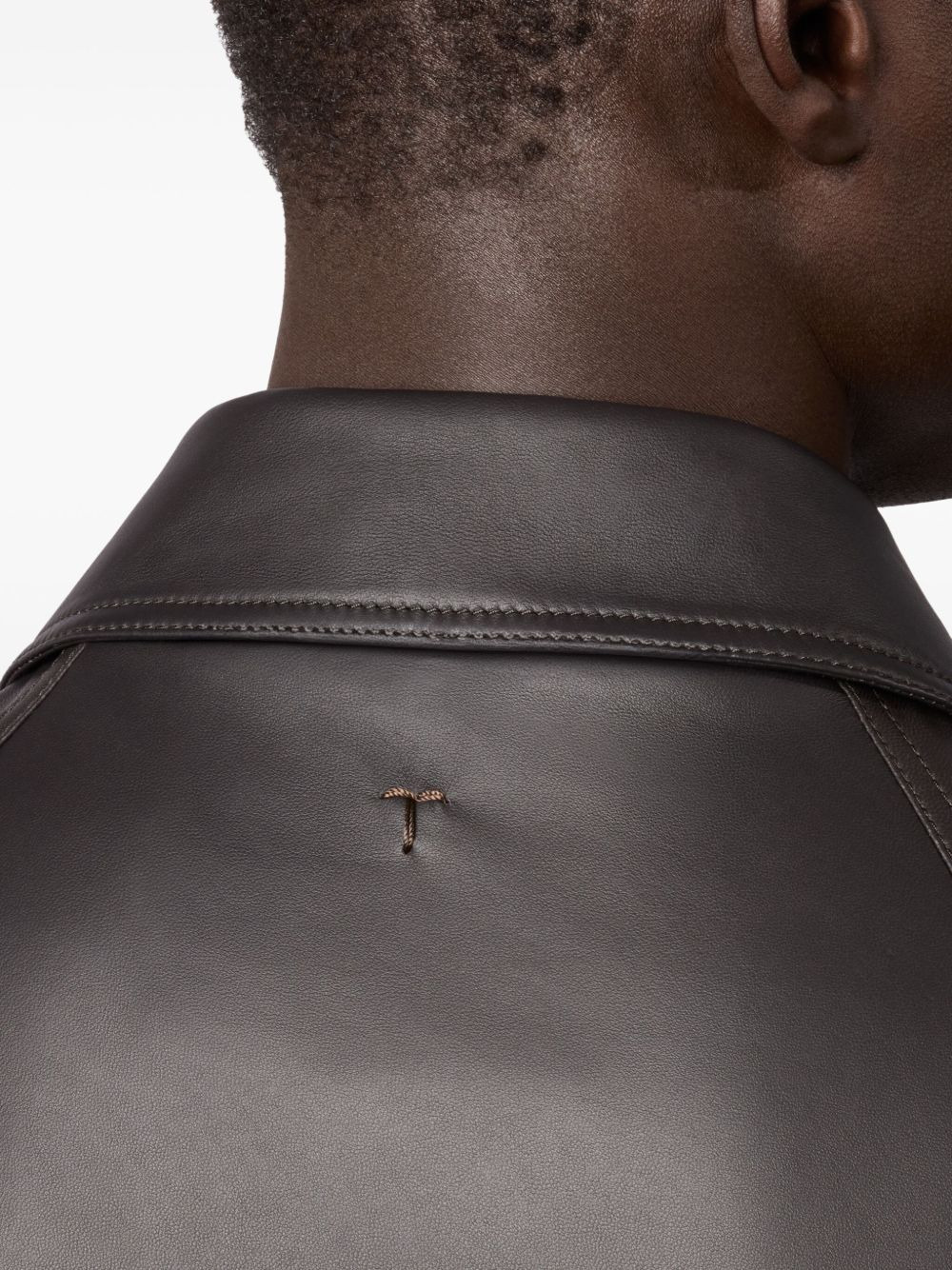 short leather trench coat - 5