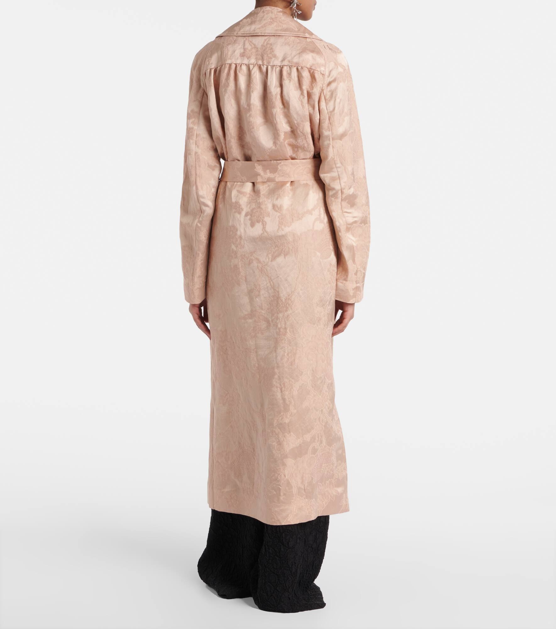 Floral linen-blend jacquard coat - 3