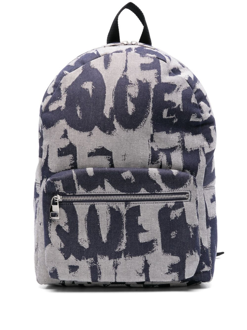 logo-print denim backpack 1