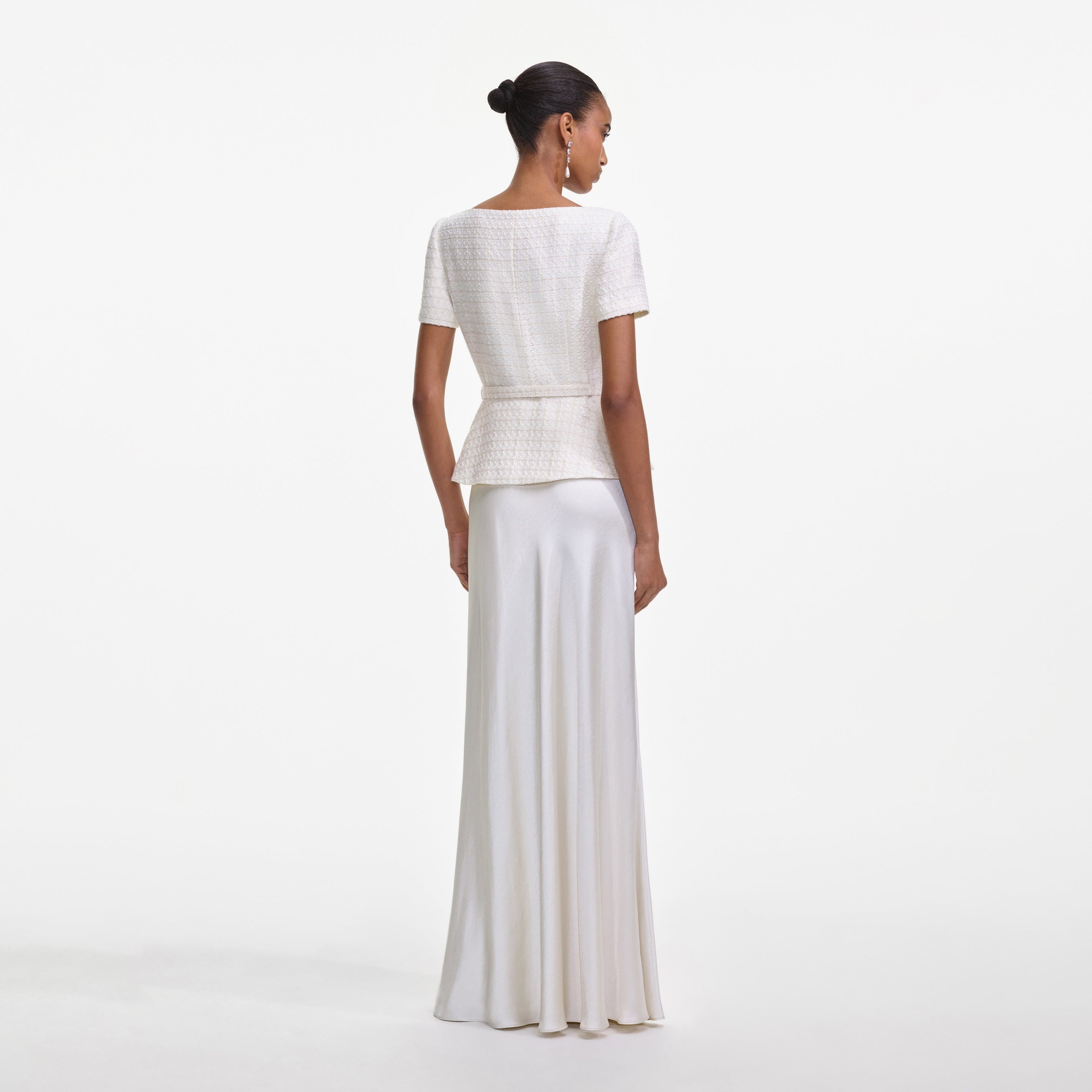 Cream Boucle Tailored Maxi Dress - 3