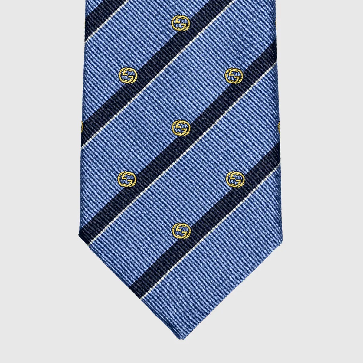 Striped silk tie with Interlocking G - 3