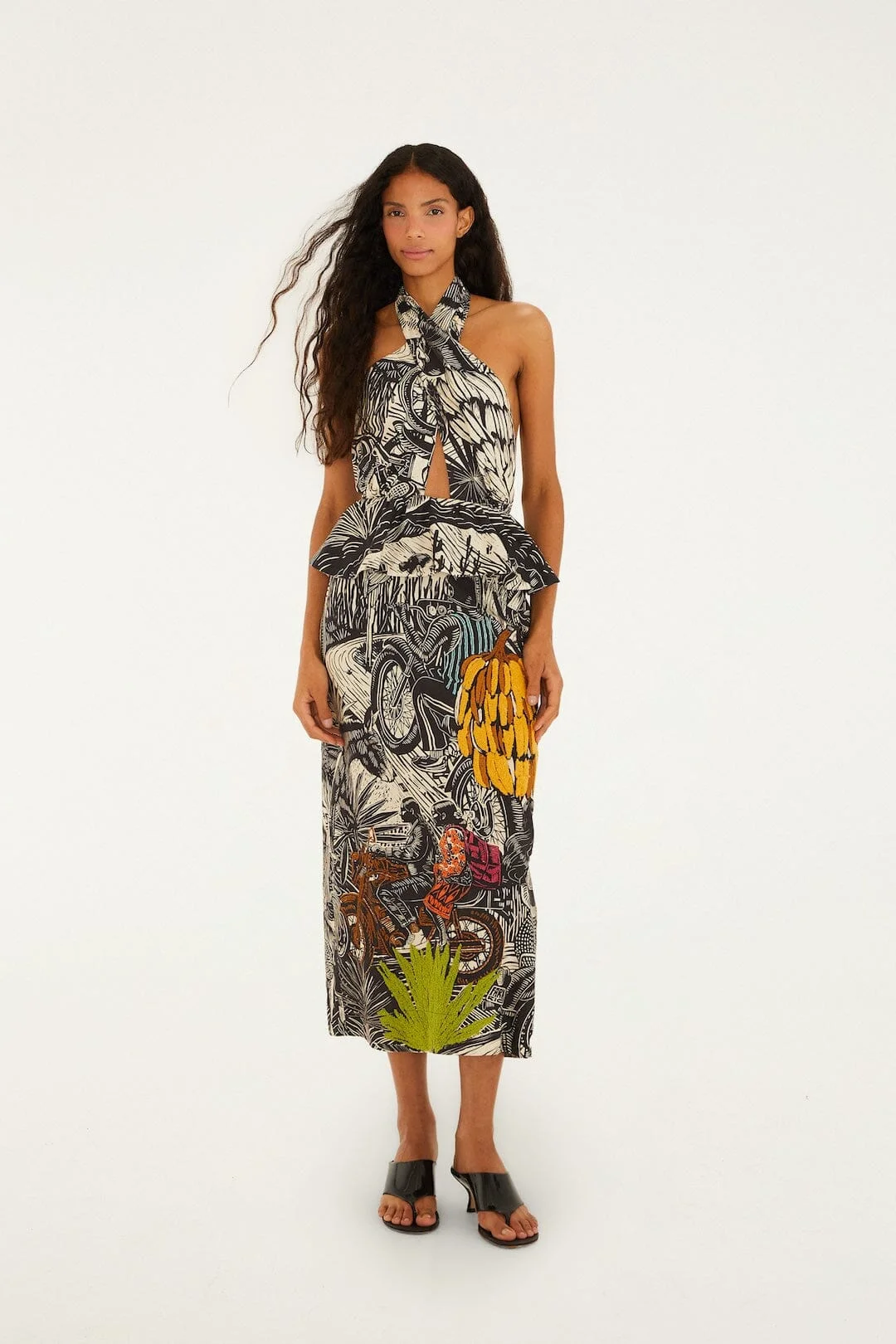 Ruta Beige Embroidered Lenzing Ecovero Euroflax Maxi Dress - 1