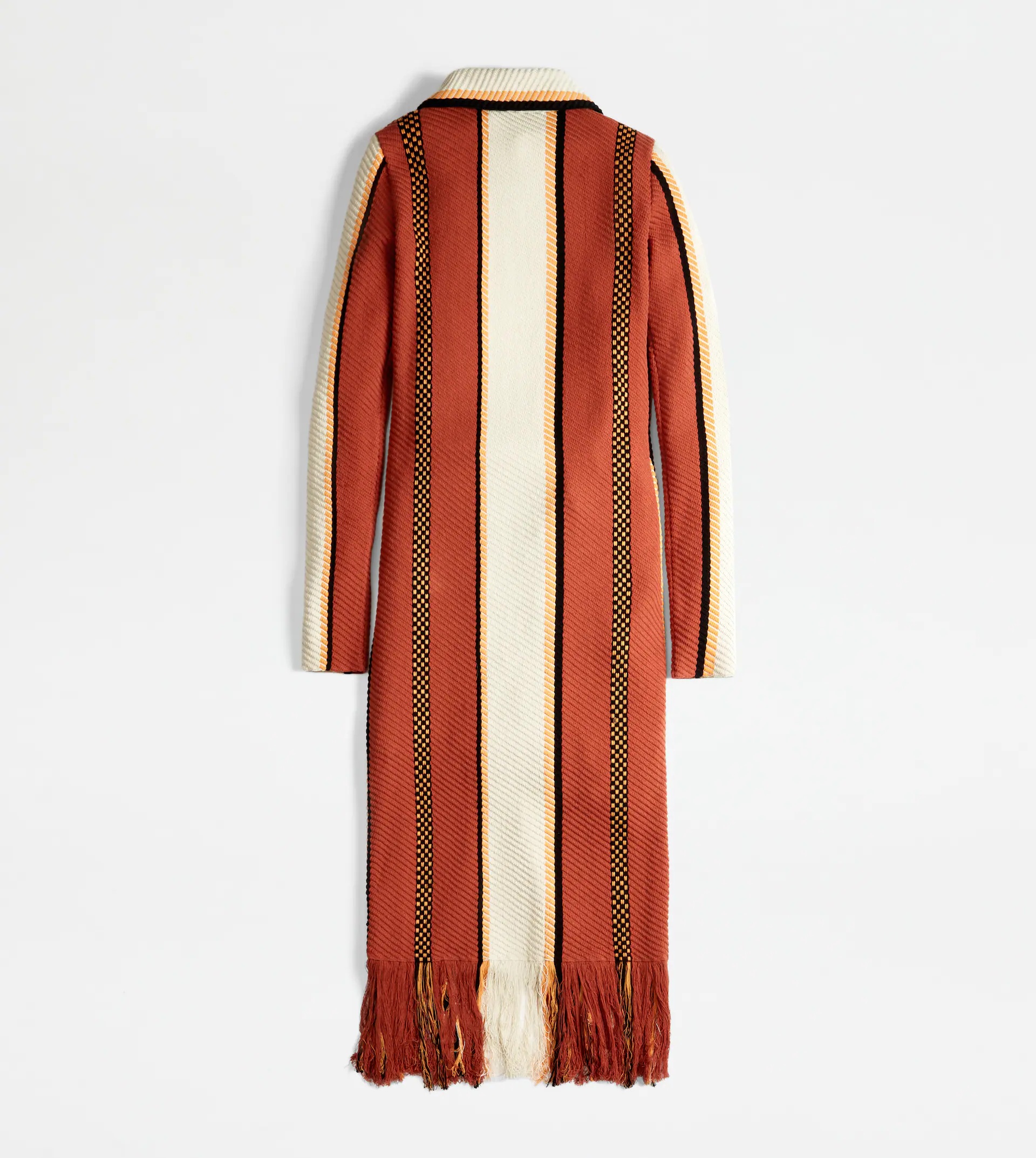 MAXI CARDIGAN IN COTTON WITH FRINGES - OFF WHITE, ORANGE, YELLOW - 8