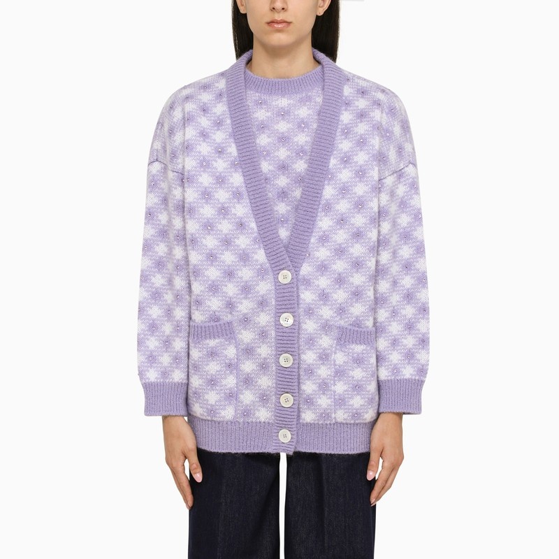 Lilac cardigan with rhinestones - 1