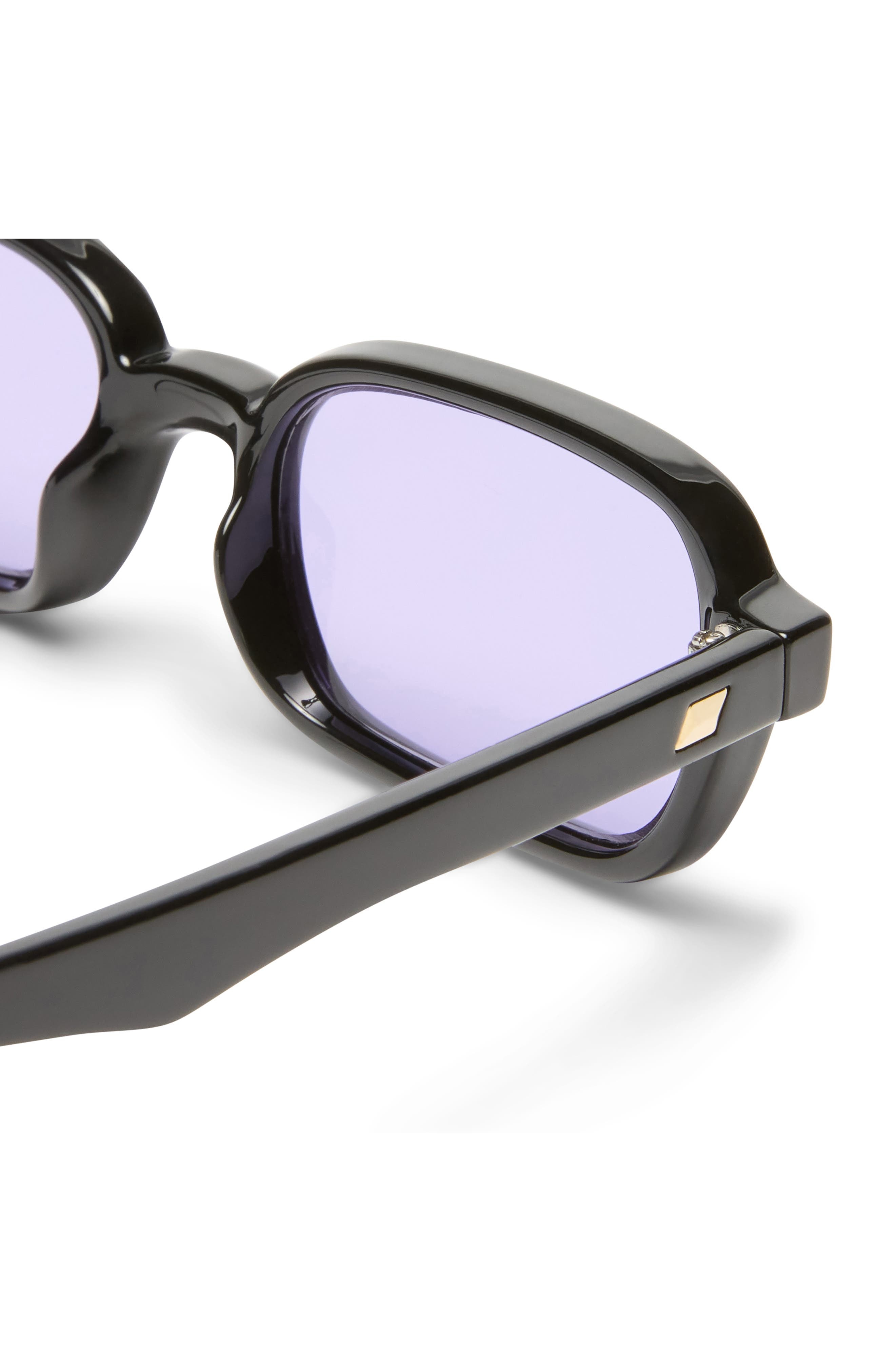 Le Specs Pilferer 53mm Rectangular Sunglasses in Black/lilac Tint at Nordstrom - 4