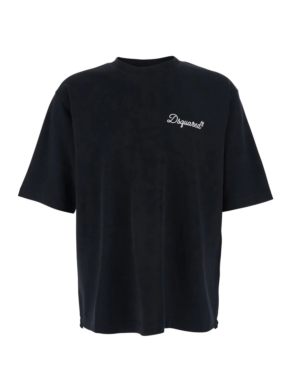 Dsquared2 Men Black T-Shirt With Embroidered Logo On The Chest In Cotton Man - 1