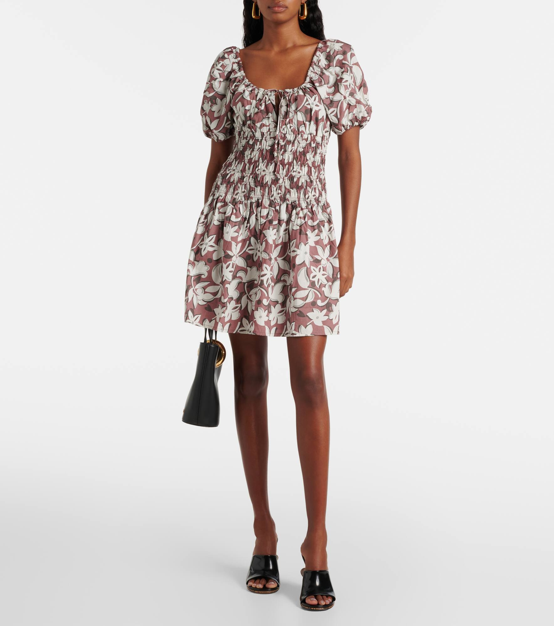 Floral cotton poplin minidress - 2