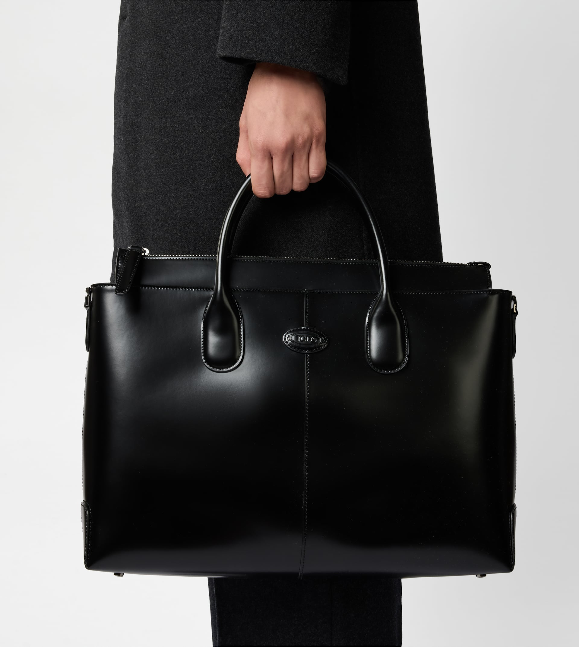 TOD'S DI BAG BRIEFCASE IN LEATHER MEDIUM - BLACK - 7