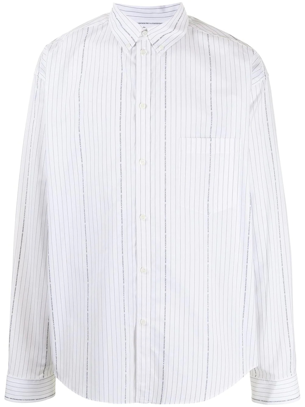 logo-print pinstriped shirt - 1