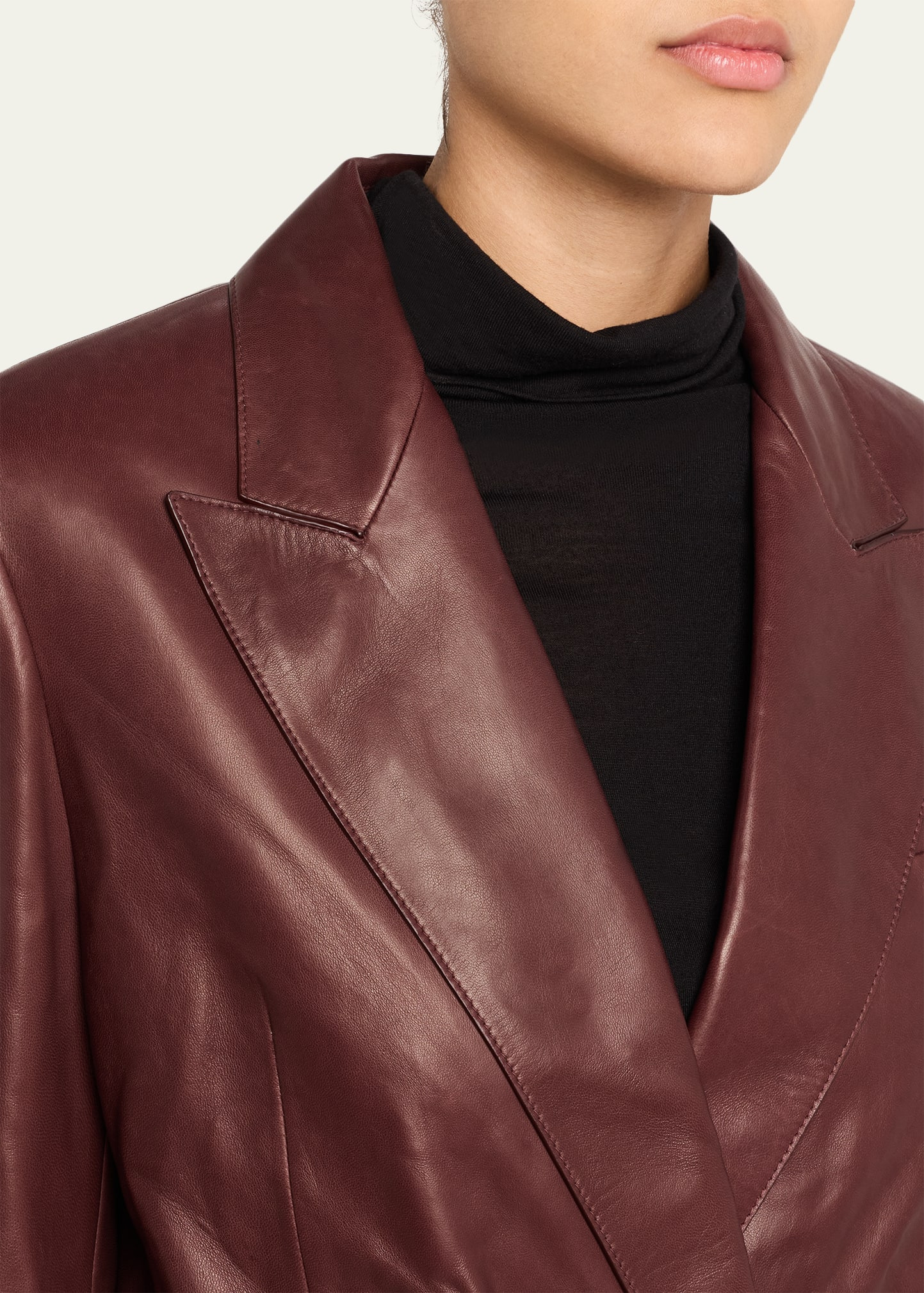 Leather Double-Breasted Jacket - 5
