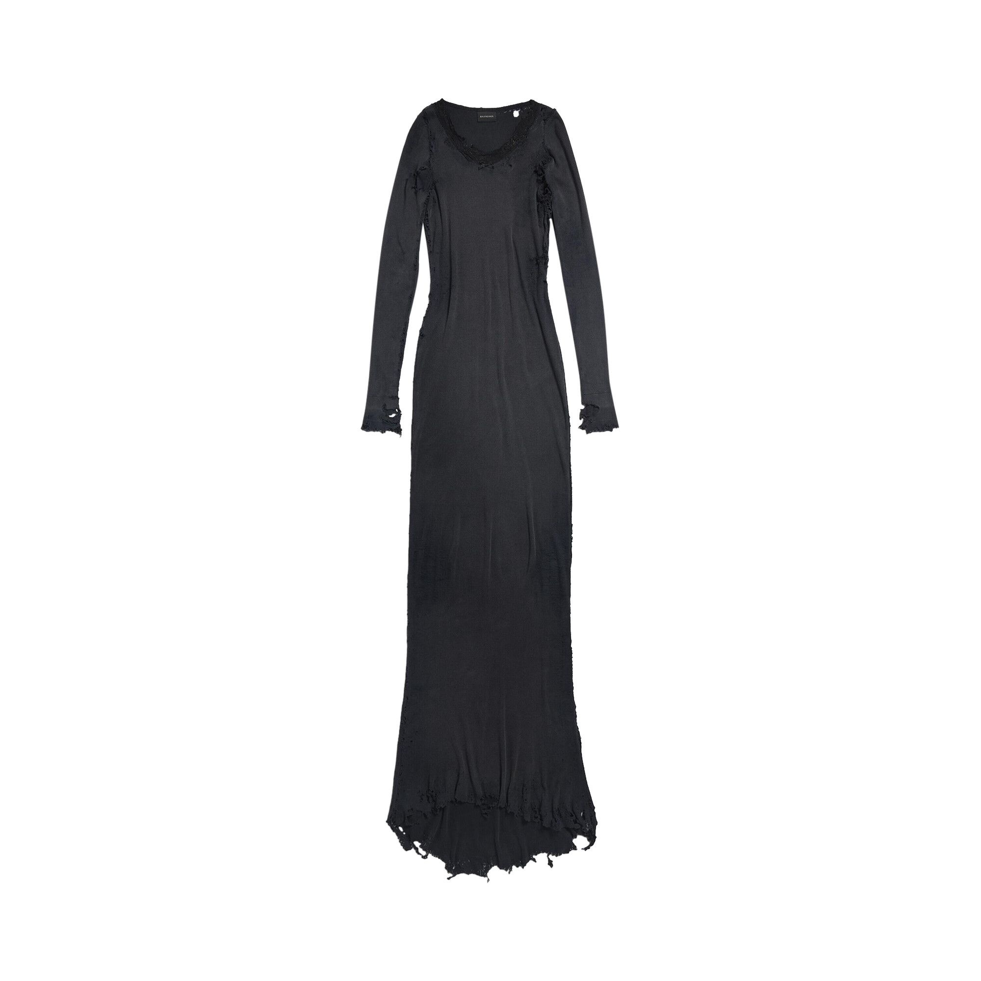 Balenciaga Long-Sleeve Lingery Maxi Dress 'Washed Black' - 1