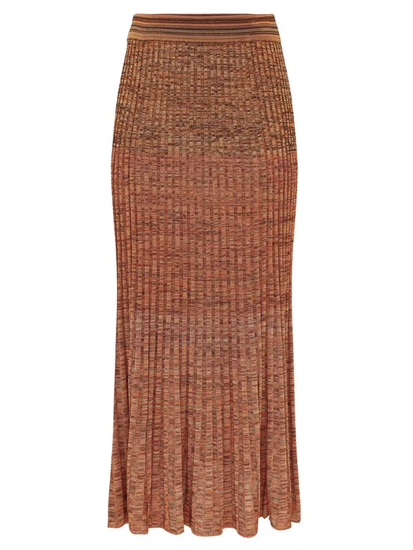 Mouline Rib Midi Skirt in Chocolate Multi - 1