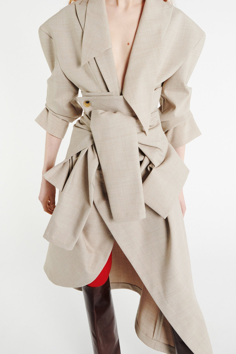 TAILORED BODYSUIT WITH SHIRT COLLAR INSERT BEIGE MELANGE 2