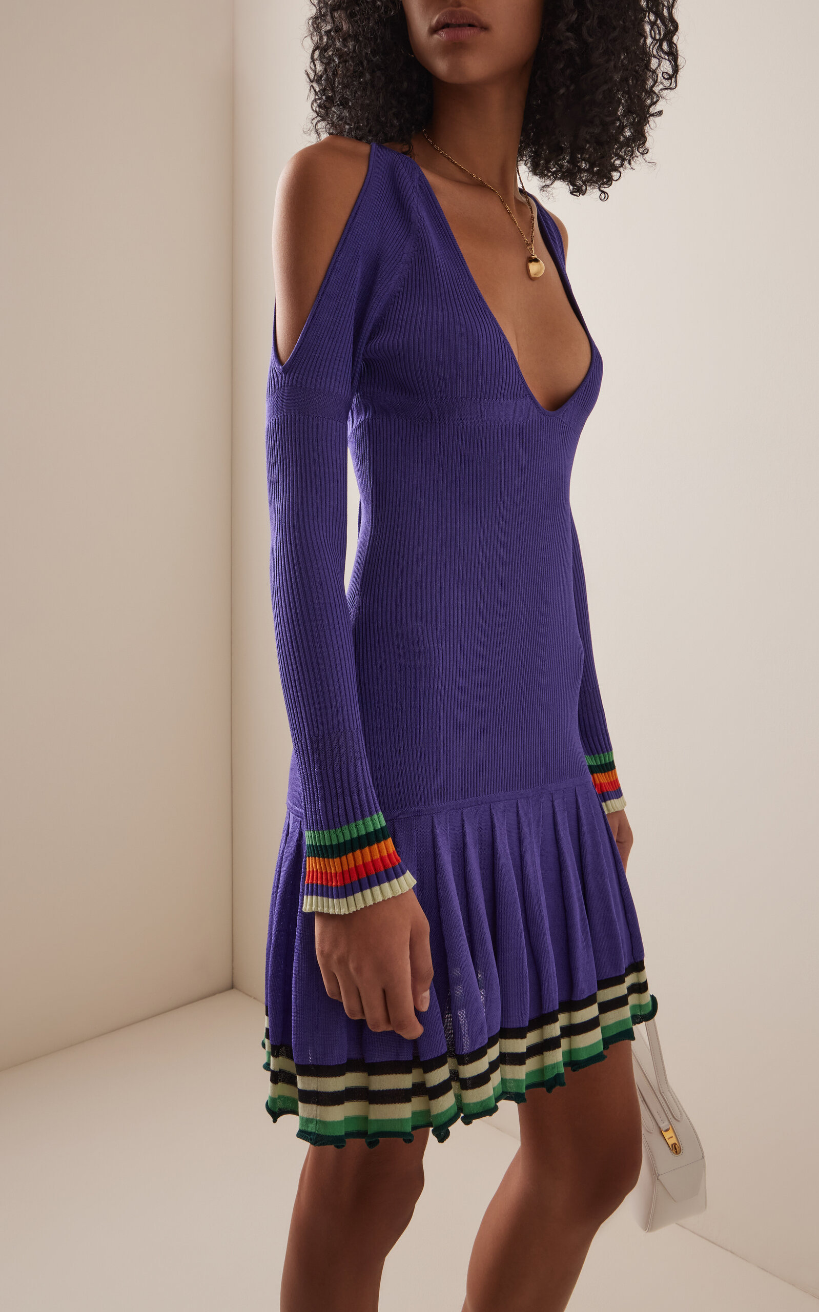 Exclusive Riviera Cold-Shoulder Ribbed-Knit Mini Dress purple - 5