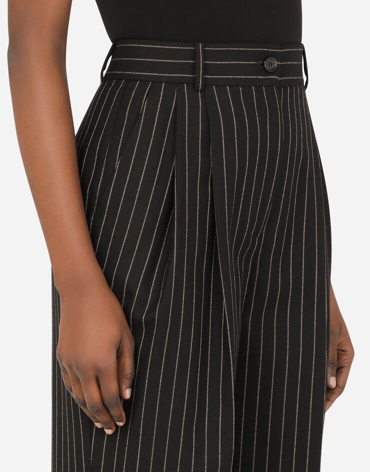 Flared pinstripe woolen pants - 4