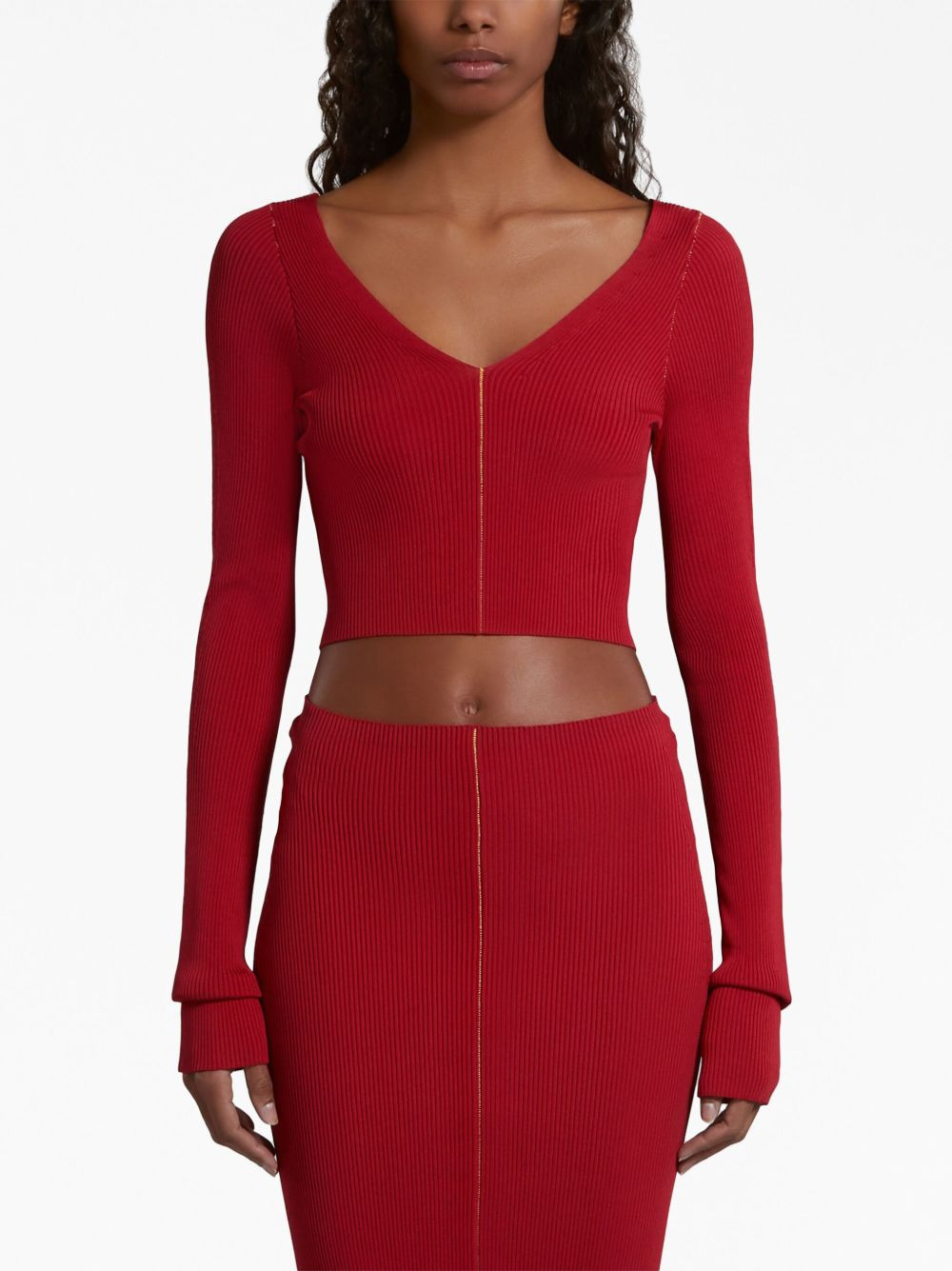 knitted v-neck pullover - 3