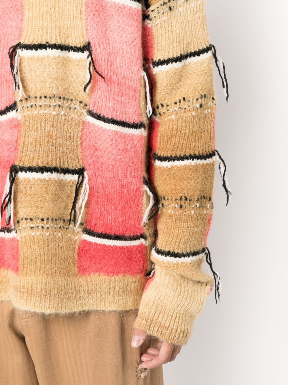 geometric-embroidered ribbed jumper - 5