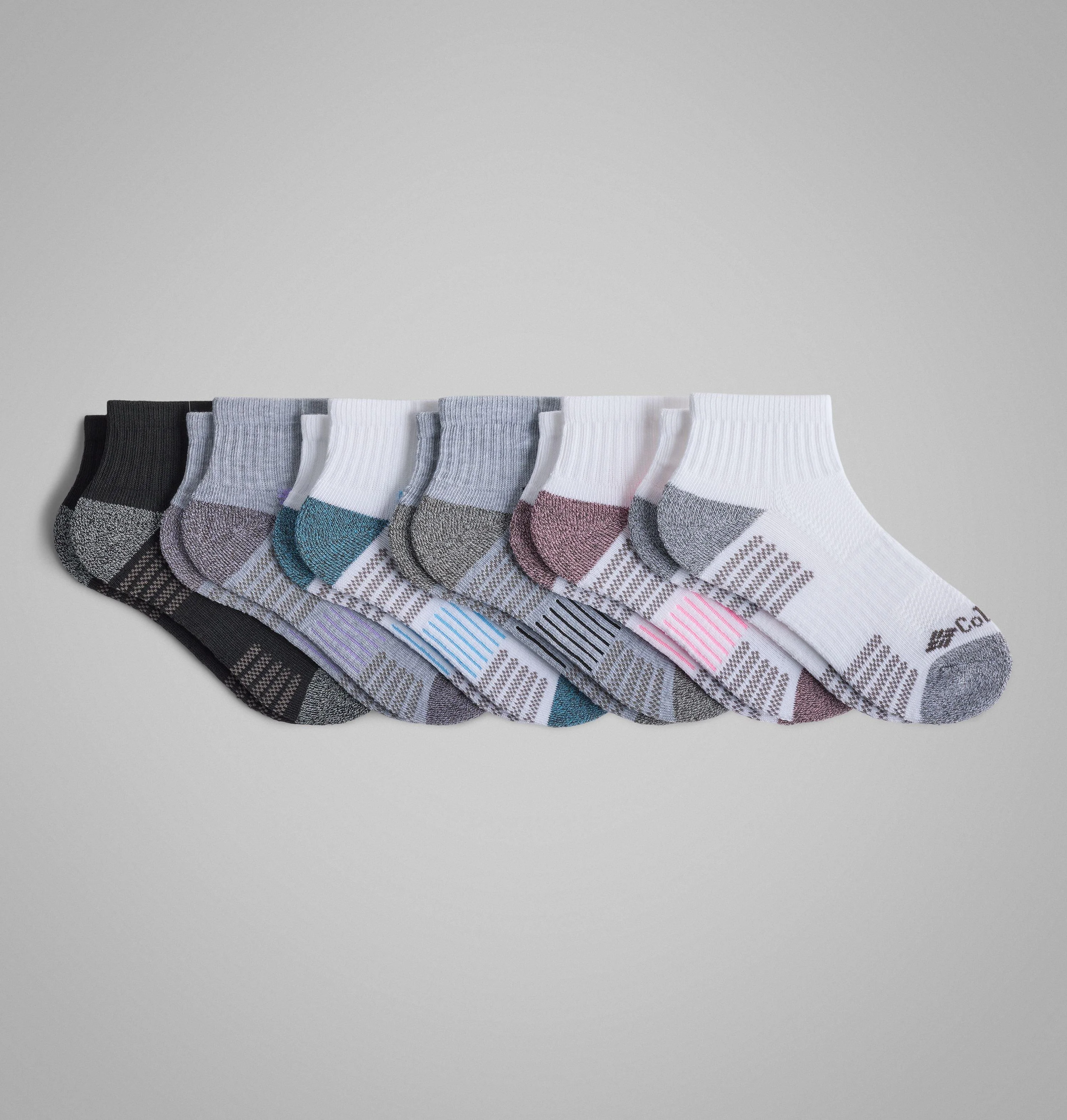 Women’s Fashion Quarter Socks With Pique Footbed - 6 Pack - 1