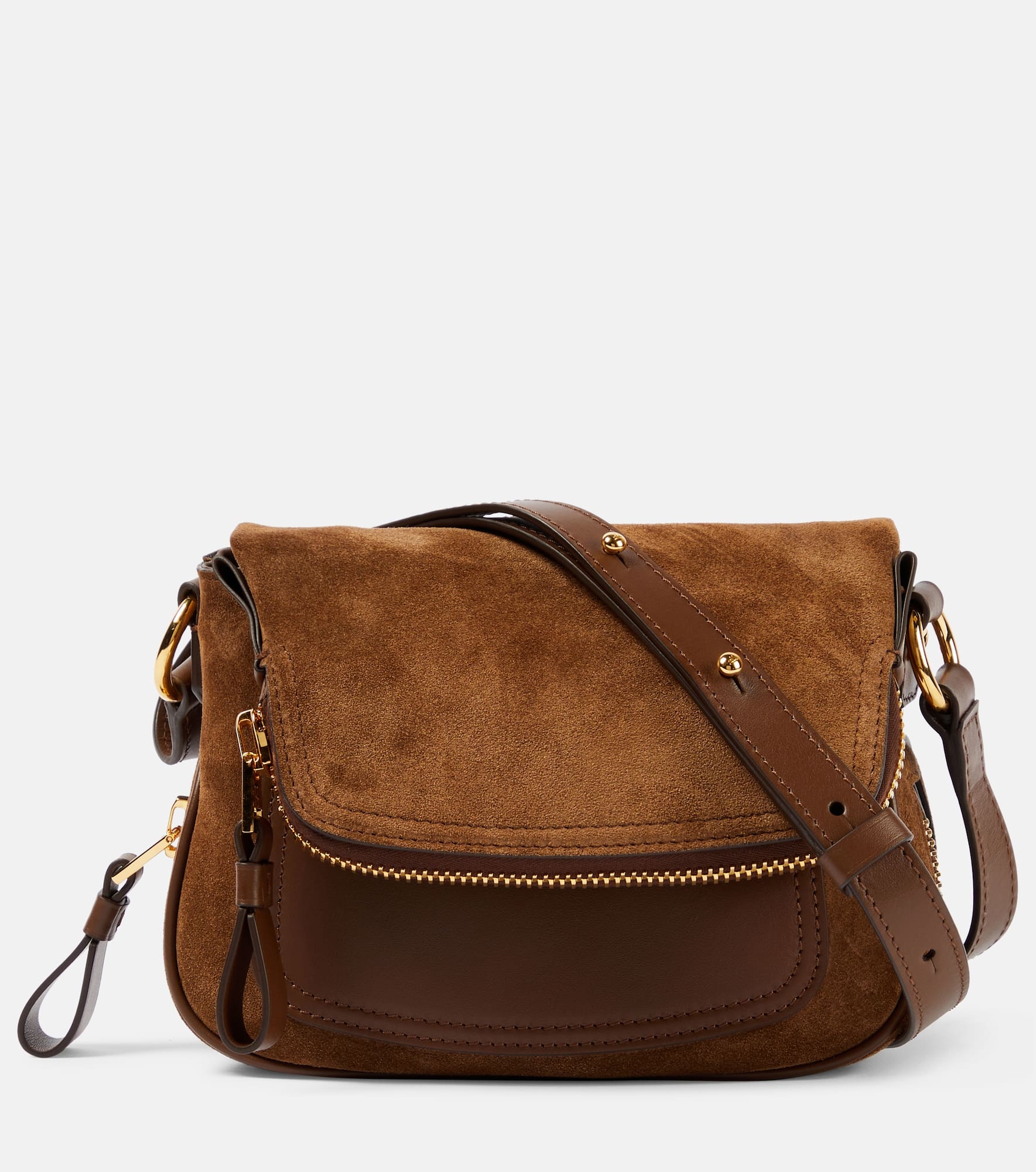 Suede and leather crossbody bag - 1