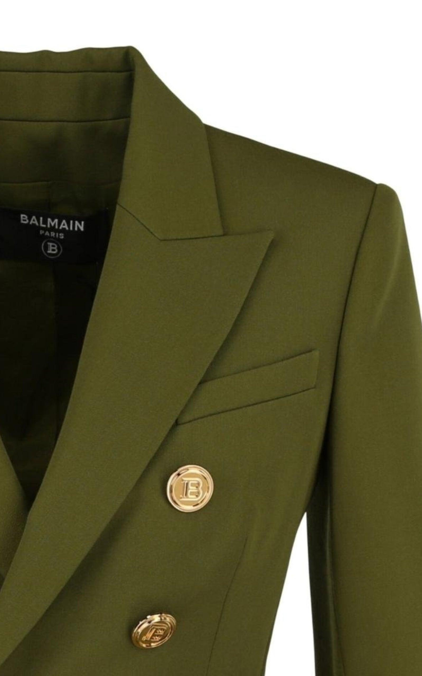 Green Wool Double-breasted Blazer - 7