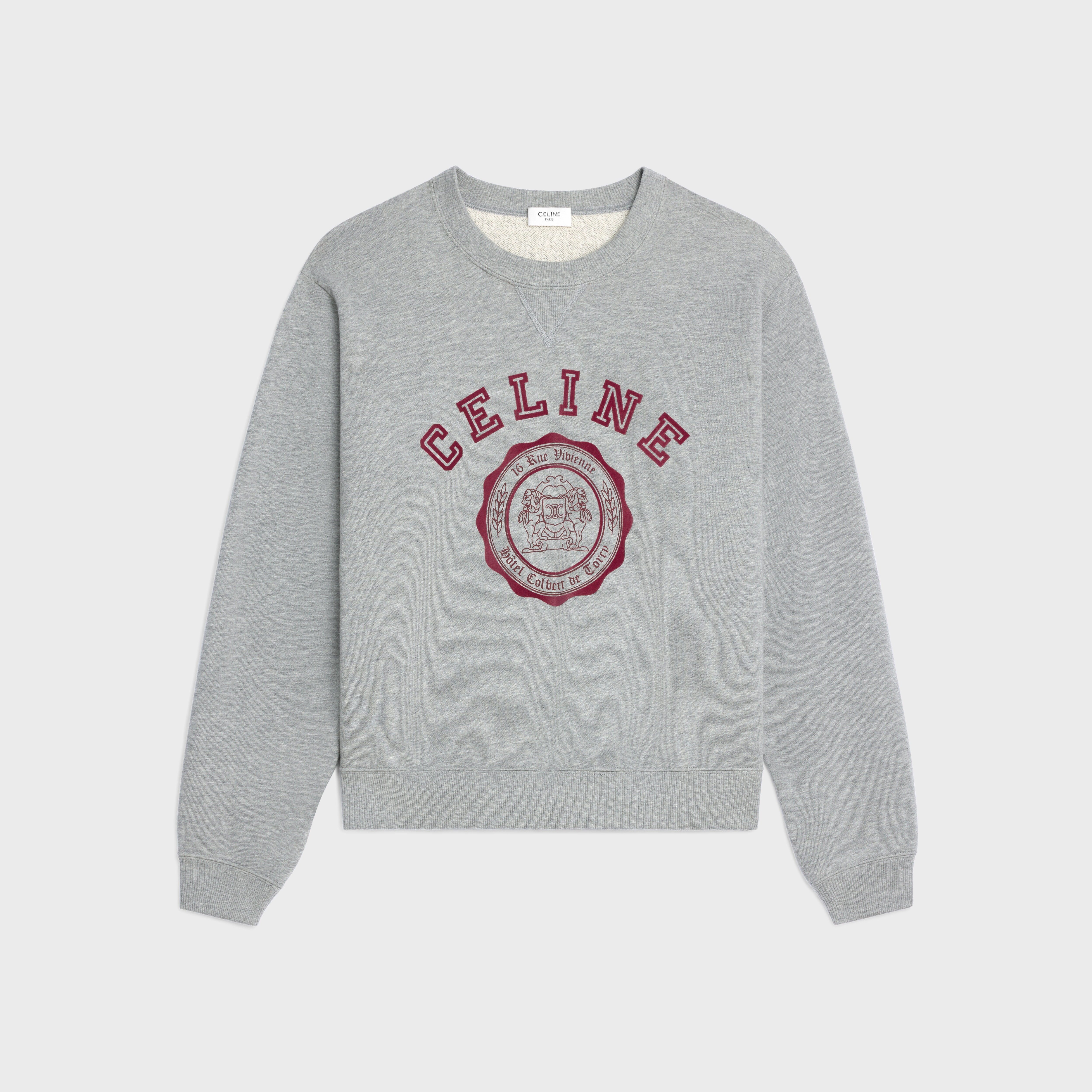celine blason loose sweatshirt in cotton fleece - 1