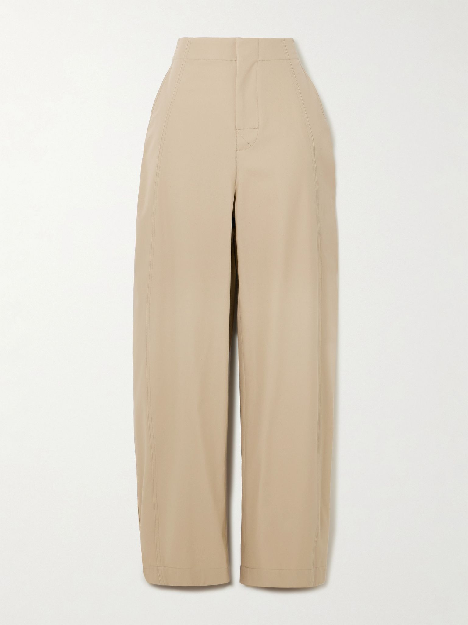 Cotton-twill barrel-leg pants Beige - 1
