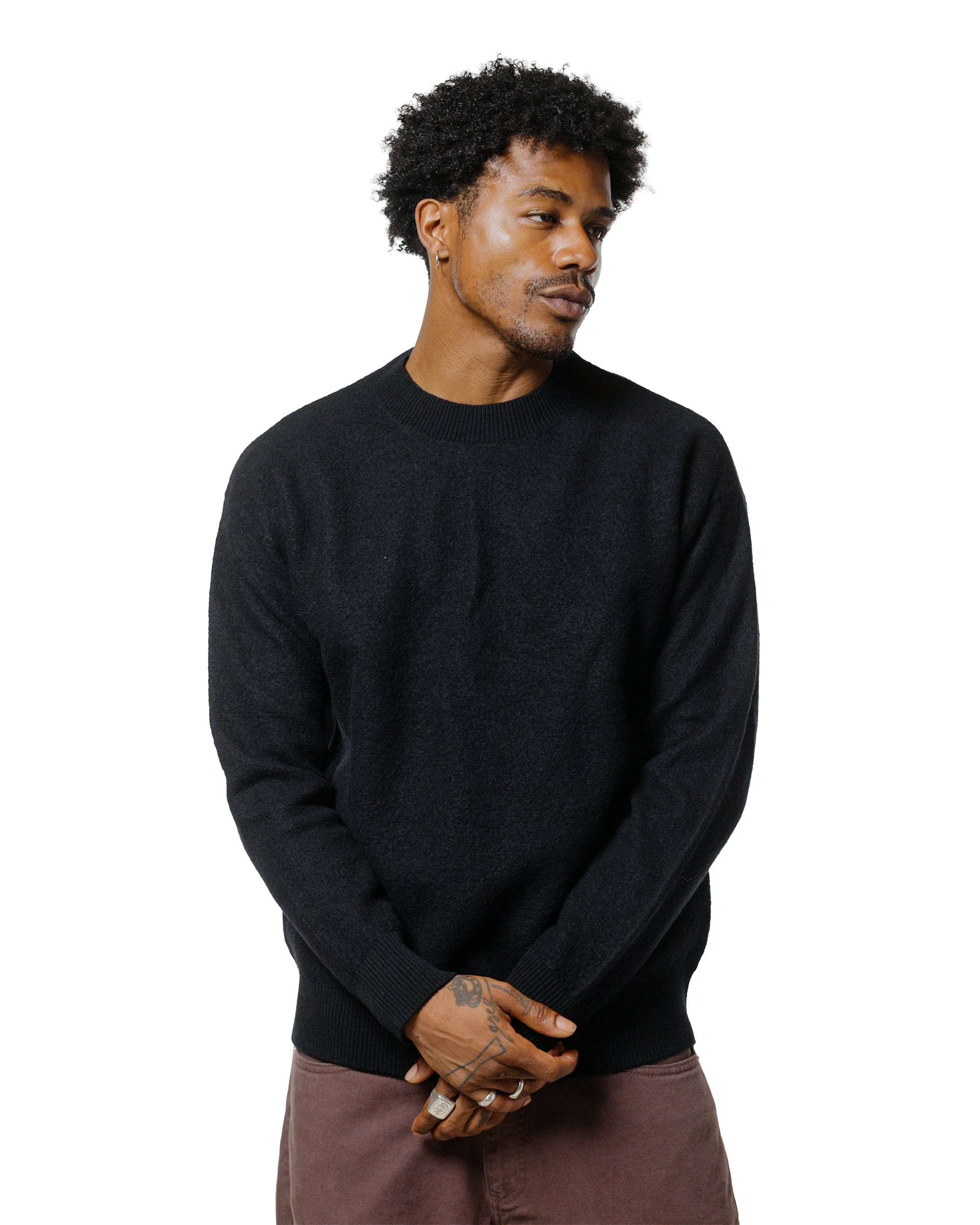 Rom Boiled Wool Crewneck Dark Navy - 2