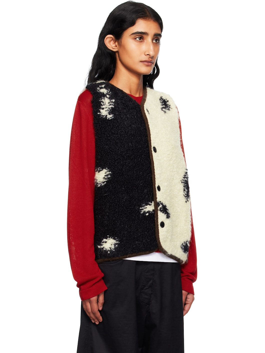 Black & White Blotch Waistcoat Cardigan - 2