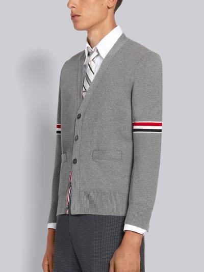 Thom Browne Light Grey Cotton Milano Stitch Stripe Armband V-neck Cardigan outlook