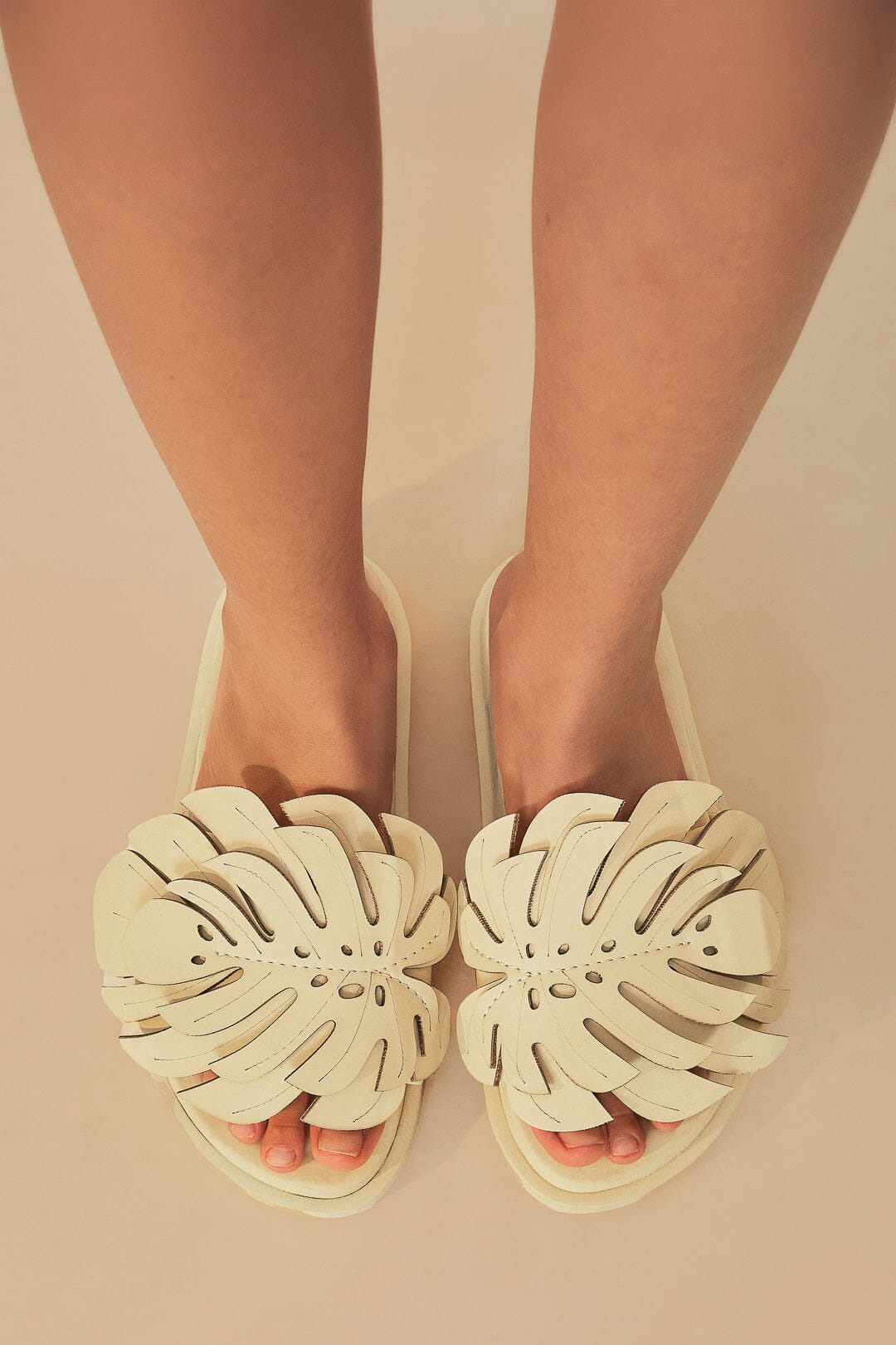 Ivory Monstera Slide Sandal - 6