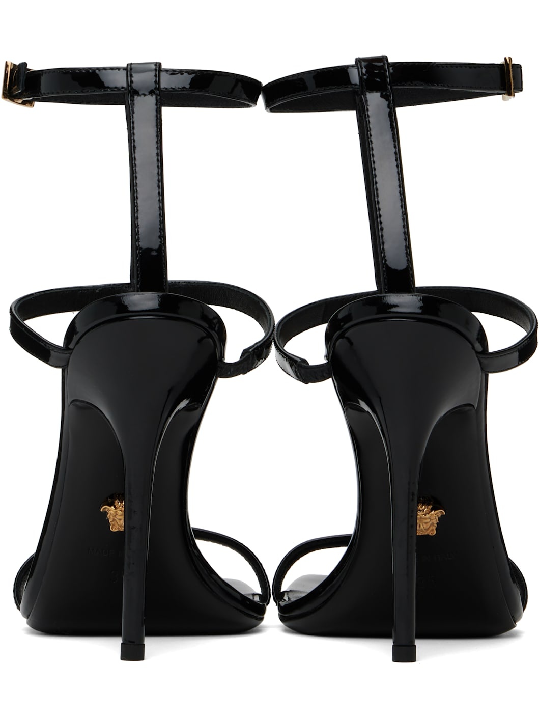 Black V2025 Chain Patent 105 mm Heeled Sandals - 2