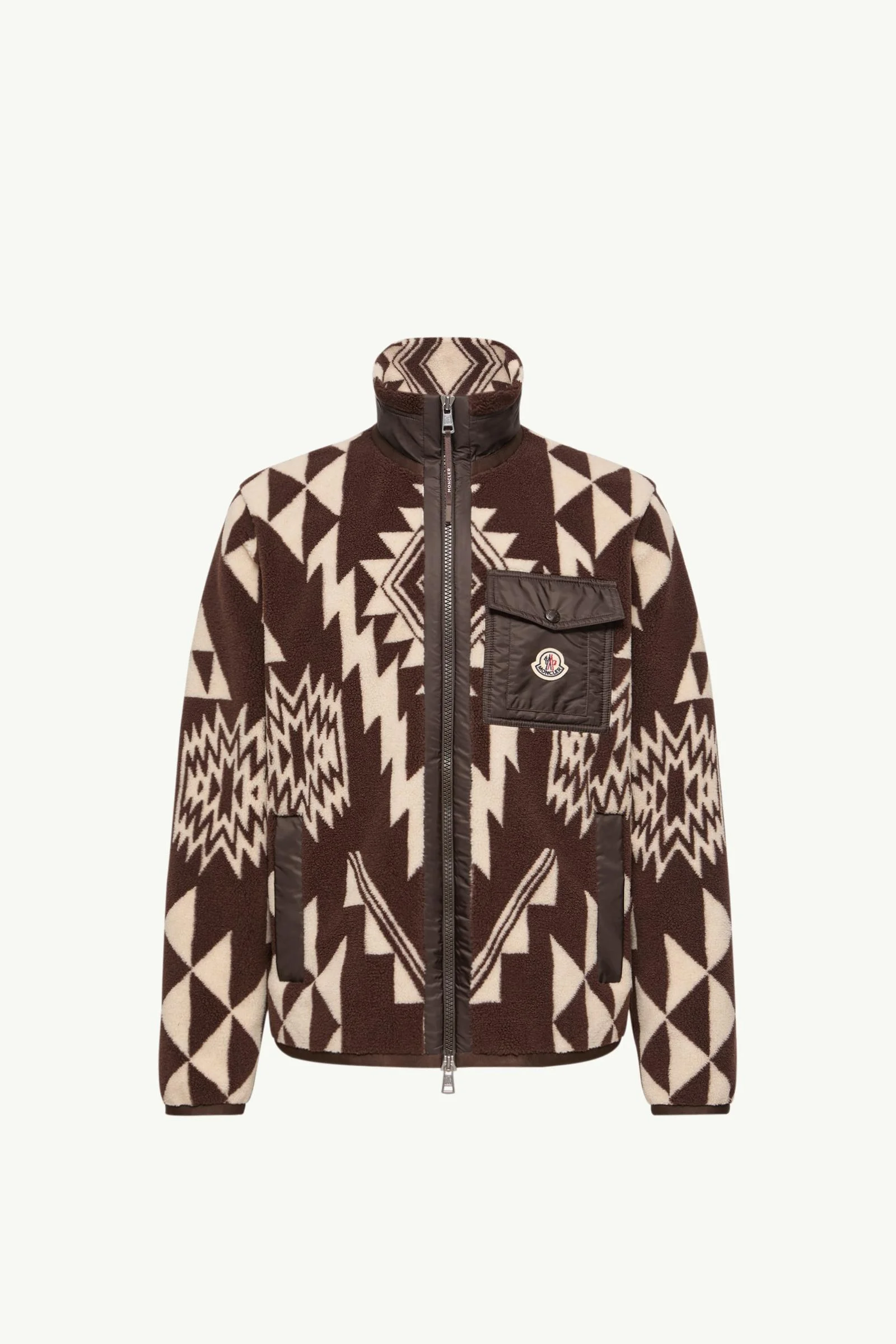 Geometric Teddy Zip-Up Hoodie - 1