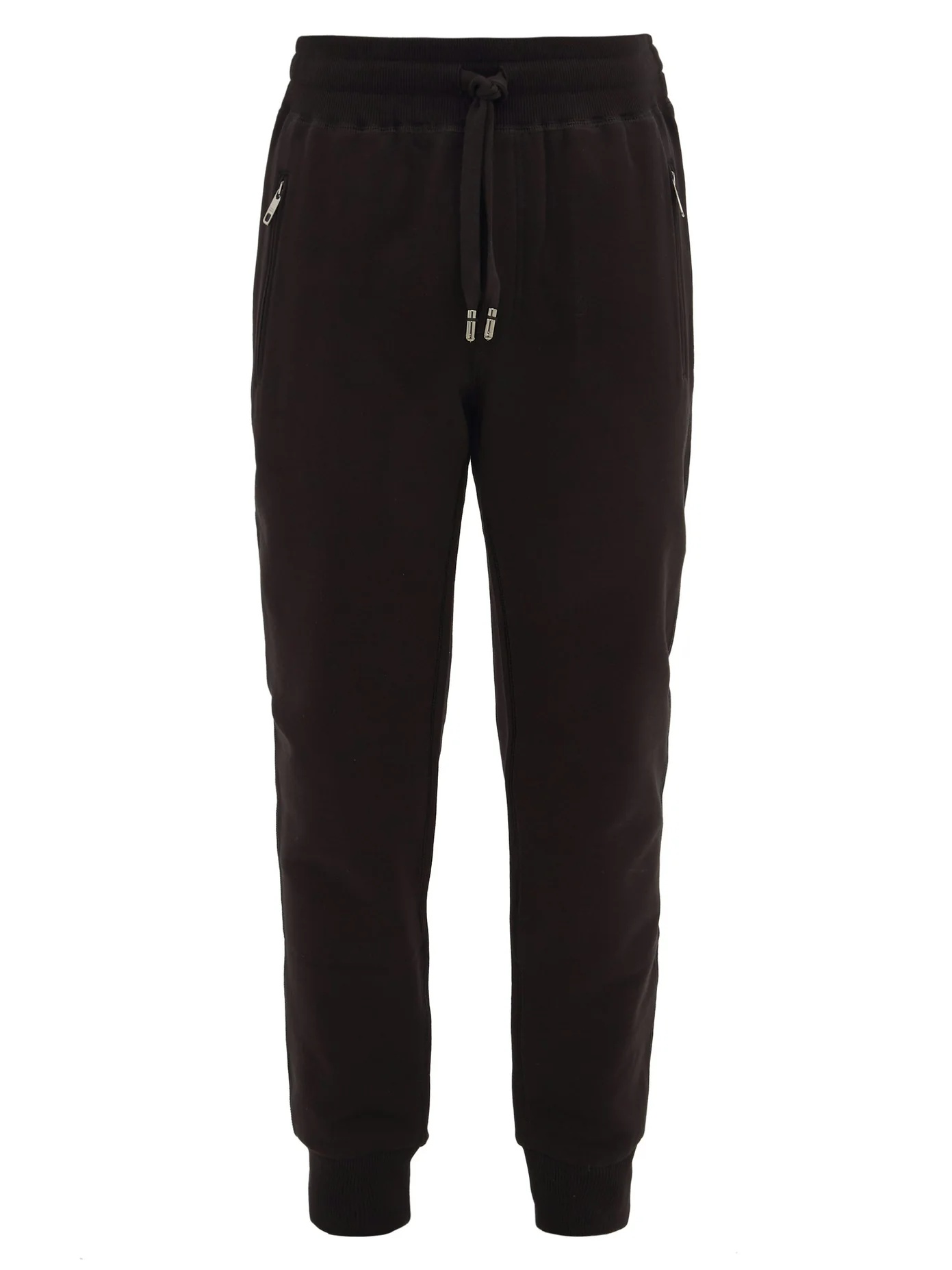 Logo-plaque cuffed-ankle cotton track pants - 1